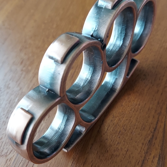 Belt Buckle Knuckles, Solid Steel, Antiqued Color - Picture 2 of 4